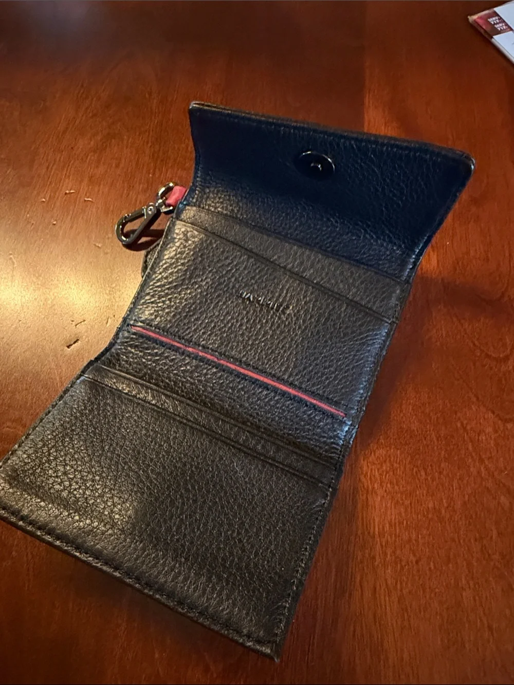 Hammitt Black Leather Card Holder with Key Clip